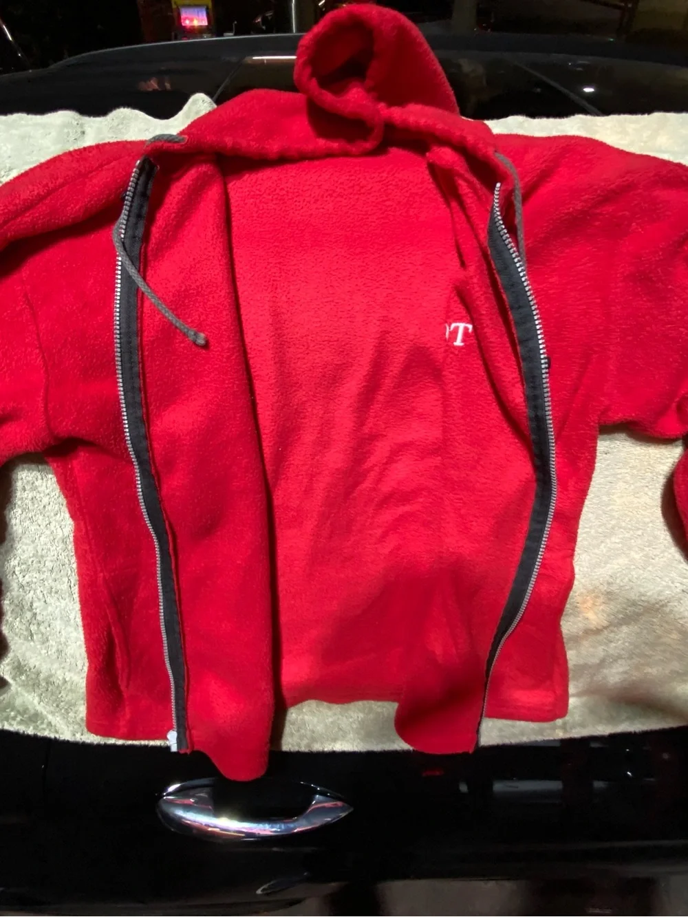 Vintage Tommy Sports Red Fleece Pullover with Embroidered Logo